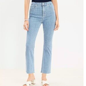 Loft Fresh Cut High Rise Kick Crop Jeans in Navy Pinstripe